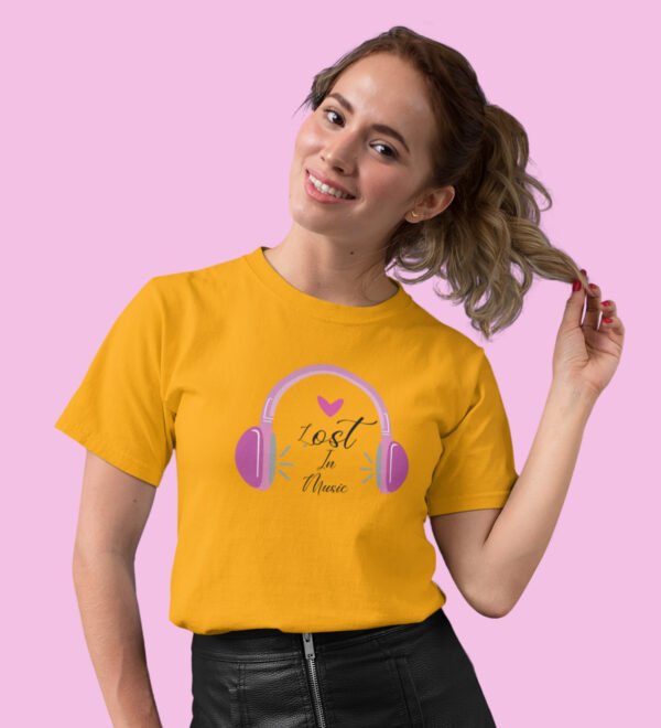 Piano Women (Yellow) Graphic Printed Regular Fit Half Sleeve - Image 3