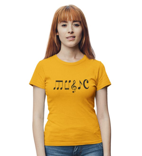 Musical instrumental Women (Yellow) Graphic Printed Regular Fit Half Sleeve