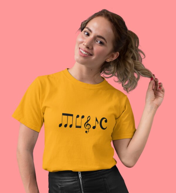 Musical instrumental Women (Yellow) Graphic Printed Regular Fit Half Sleeve - Image 3