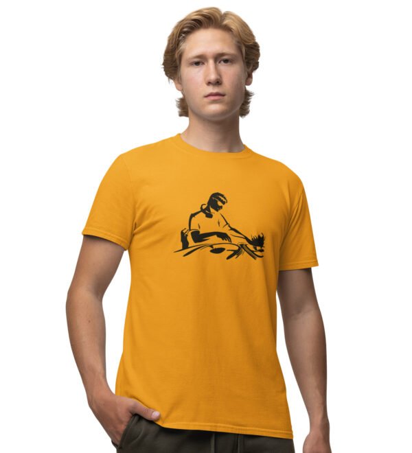Happiness Is Good Health Black Round Neck Cotton Half Sleeved Men's T-Shirt with Printed Graphics