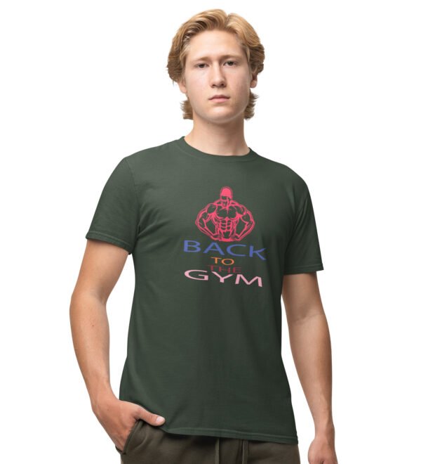 Back to the Gym Green Round Neck Cotton Half Sleeved Men's T-Shirt with Printed Graphics