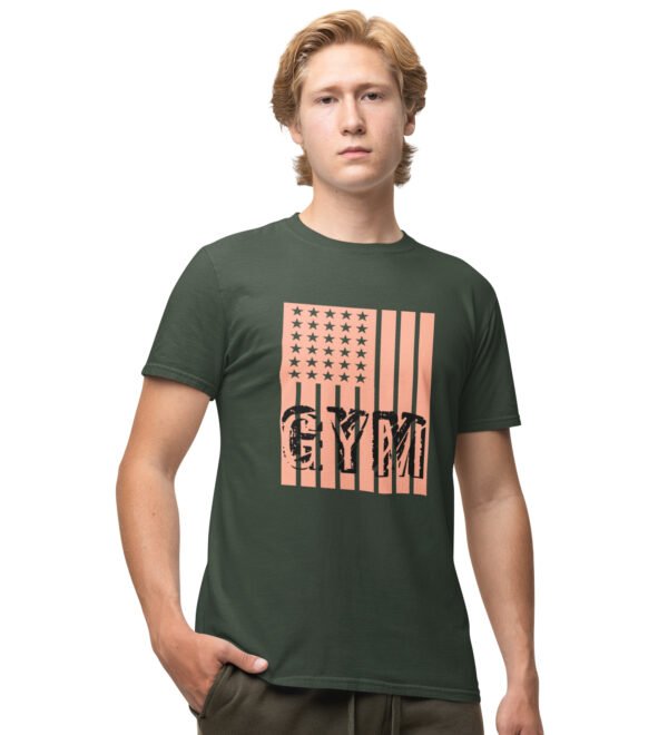 Gym Green Round Neck Cotton Half Sleeved Men's T-Shirt with Printed Graphics