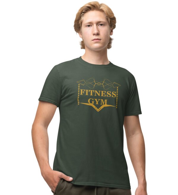 Fitness Gym Green Round Neck Cotton Half Sleeved Men's T-Shirt with Printed Graphics
