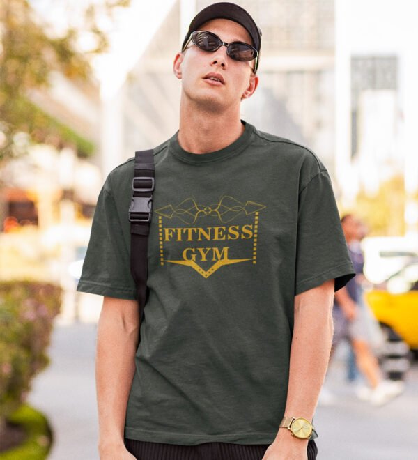Fitness Gym Green Round Neck Cotton Half Sleeved Men's T-Shirt with Printed Graphics - Image 2