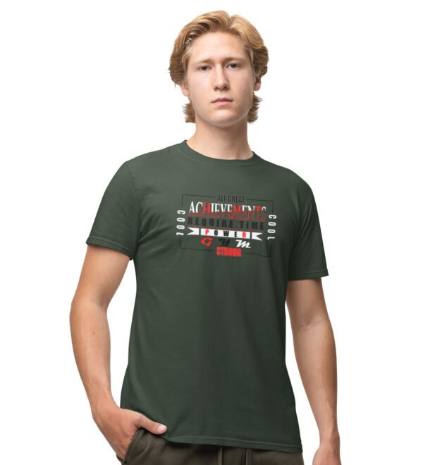 All Great Achievement Green Round Neck Cotton Half Sleeved Men's T-Shirt with Printed Graphics