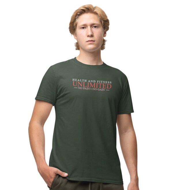 Unlimited No Pain No Gain Green Round Neck Cotton Half Sleeved Men's T-Shirt with Printed Graphics