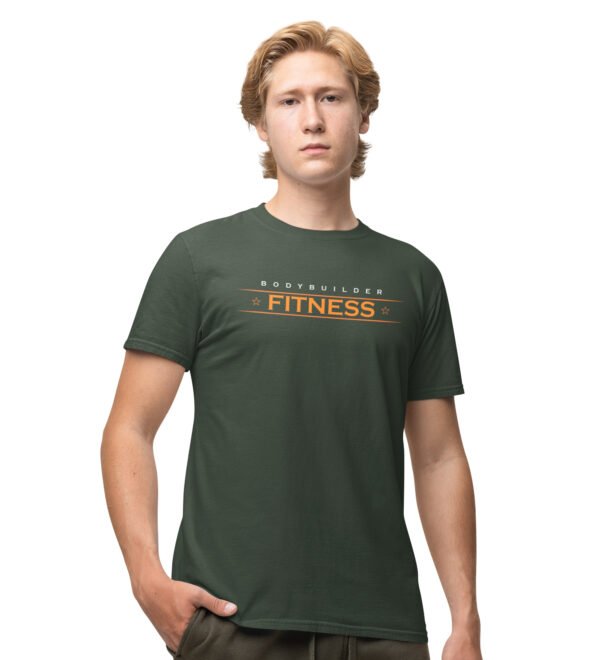 BodybuilderFitness Green Round Neck Cotton Half Sleeved Men's T-Shirt with Printed Graphics
