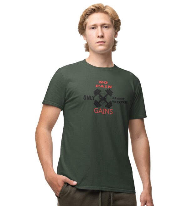 Only Beast Mode Gains Green Round Neck Cotton Half Sleeved Men's T-Shirt with Printed Graphics