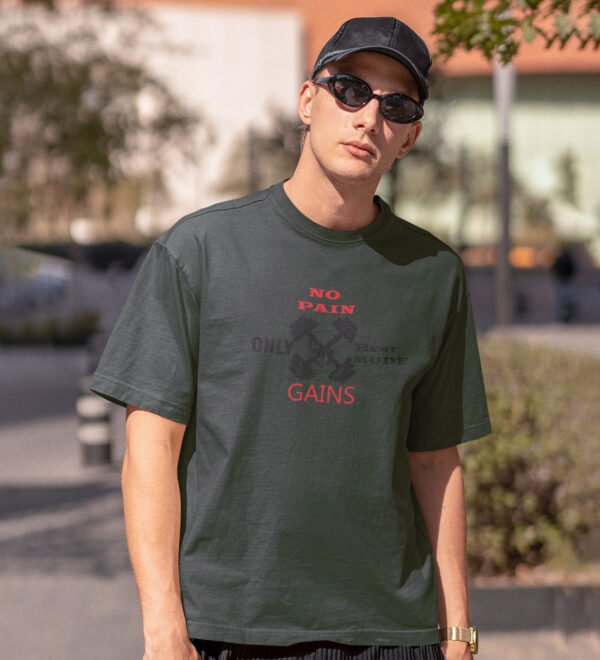 Only Beast Mode Gains Green Round Neck Cotton Half Sleeved Men's T-Shirt with Printed Graphics - Image 2