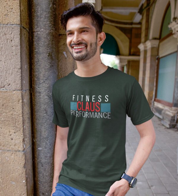 Fitness Clause Performance Green Round Neck Cotton Half Sleeved Men's T-Shirt with Printed Graphics - Image 2