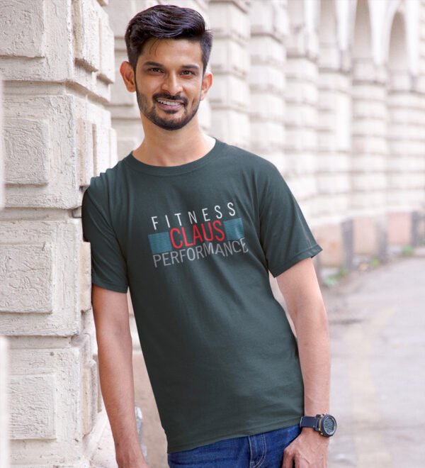 Fitness Clause Performance Green Round Neck Cotton Half Sleeved Men's T-Shirt with Printed Graphics - Image 3