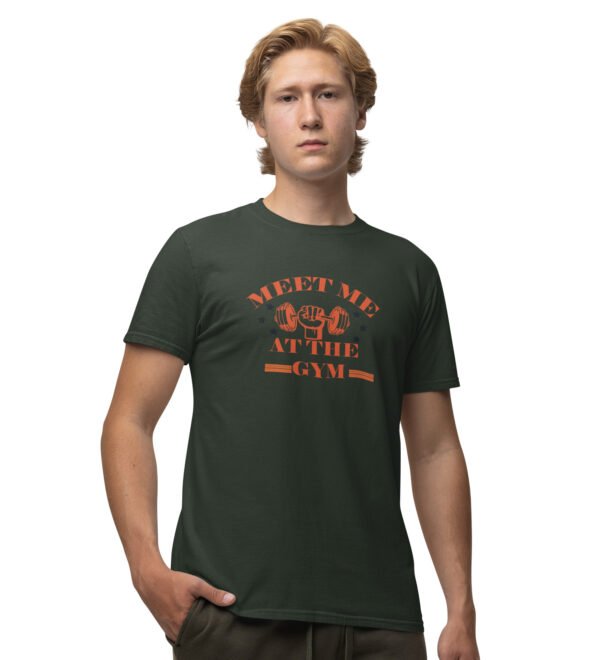 At The Gym Green Round Neck Cotton Half Sleeved Men's T-Shirt with Printed Graphics