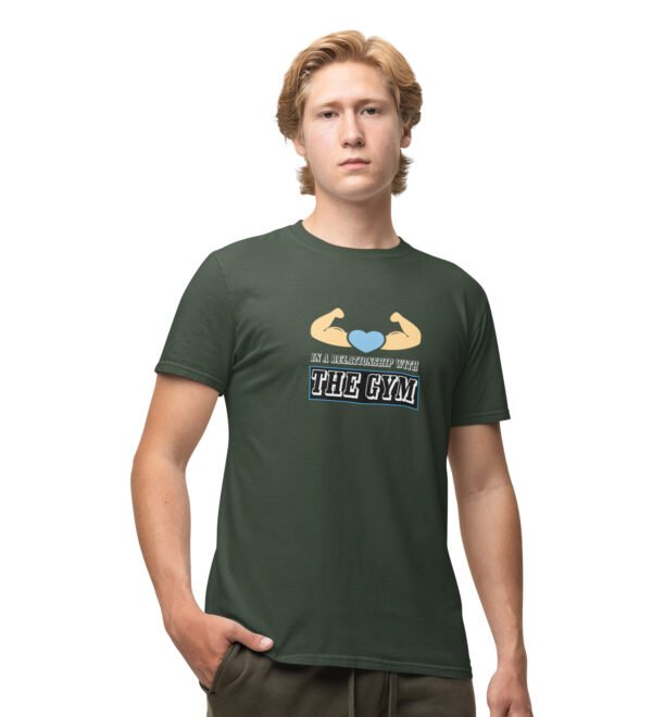 The Gym Green Round Neck Cotton Half Sleeved Men's T-Shirt with Printed Graphics