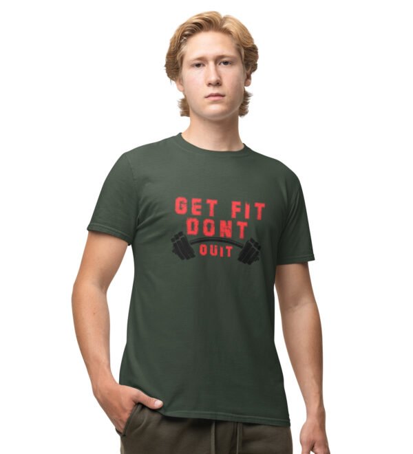 Get Fit Don't Quit Green Round Neck Cotton Half Sleeved Men's T-Shirt with Printed Graphics