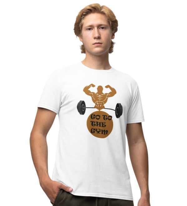 Go To The Gym White Round Neck Cotton Half Sleeved Men's T-Shirt with Printed Graphics