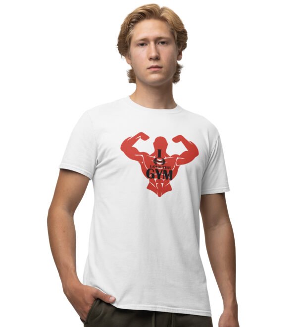 Love The Gym White Round Neck Cotton Half Sleeved Men's T-Shirt with Printed Graphics