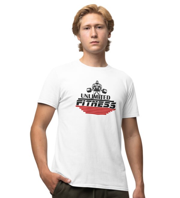 Unlimited Fitness White Round Neck Cotton Half Sleeved Men's T-Shirt with Printed Graphics