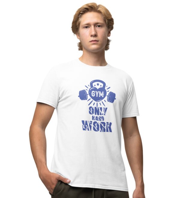 Only Hard Work White Round Neck Cotton Half Sleeved Men's T-Shirt with Printed Graphics