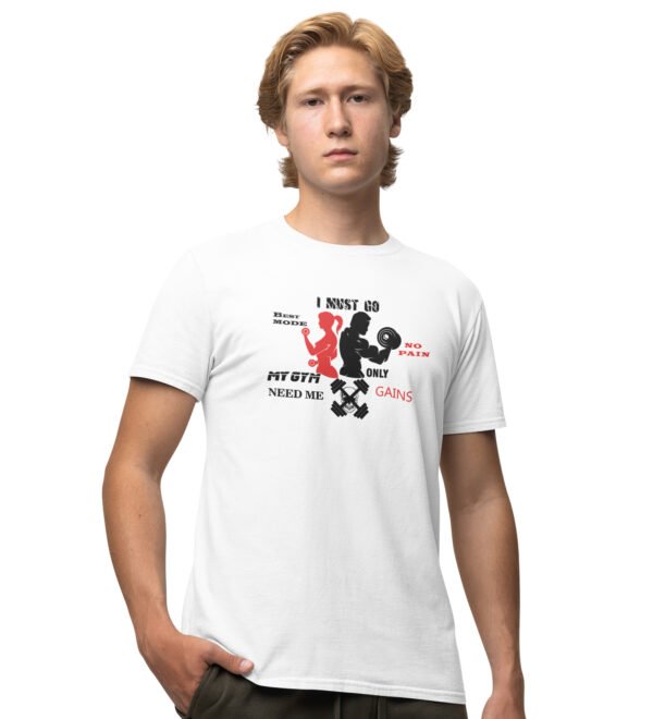 I Must Go White Round Neck Cotton Half Sleeved Men's T-Shirt with Printed Graphics