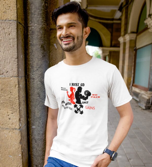 I Must Go White Round Neck Cotton Half Sleeved Men's T-Shirt with Printed Graphics - Image 3