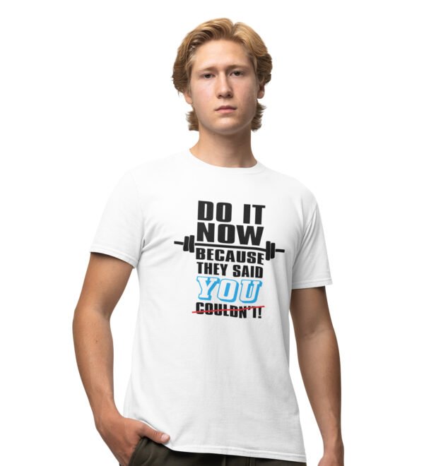 Do It Now White Round Neck Cotton Half Sleeved Men's T-Shirt with Printed Graphics