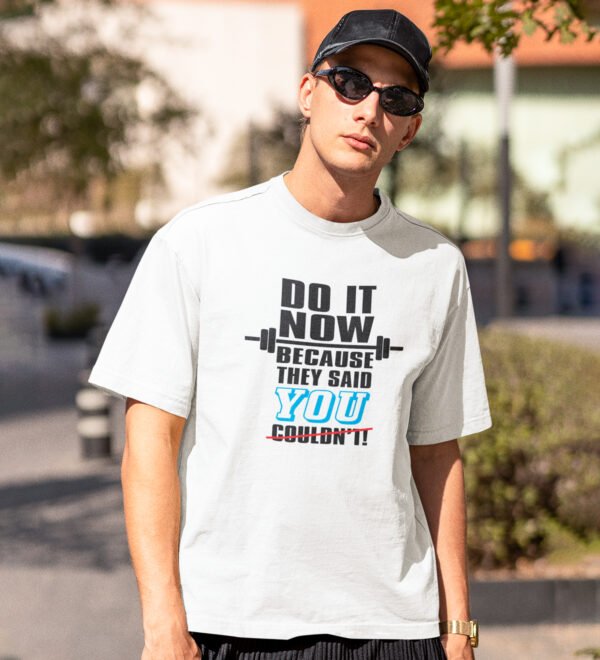 Do It Now White Round Neck Cotton Half Sleeved Men's T-Shirt with Printed Graphics - Image 2