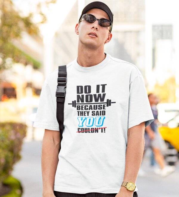 Do It Now White Round Neck Cotton Half Sleeved Men's T-Shirt with Printed Graphics - Image 3