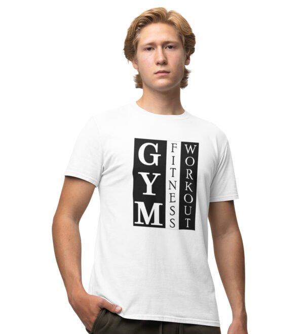 Gym, Fitness, Workout White Round Neck Cotton Half Sleeved Men's T-Shirt with Printed Graphics