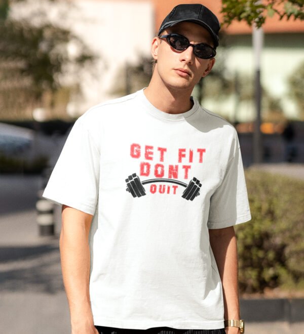 Get Fit White Round Neck Cotton Half Sleeved Men's T-Shirt with Printed Graphics