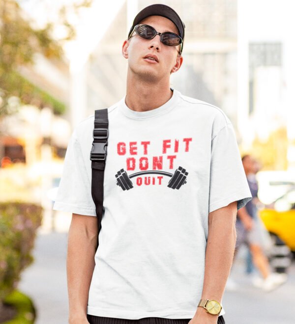 Get Fit White Round Neck Cotton Half Sleeved Men's T-Shirt with Printed Graphics - Image 2