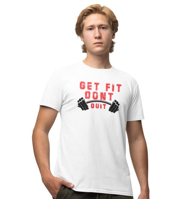 Get Fit White Round Neck Cotton Half Sleeved Men's T-Shirt with Printed Graphics - Image 3