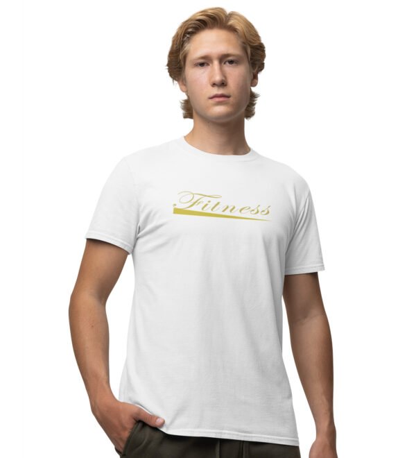Fitness White Round Neck Cotton Half Sleeved Men's T-Shirt with Printed Graphics