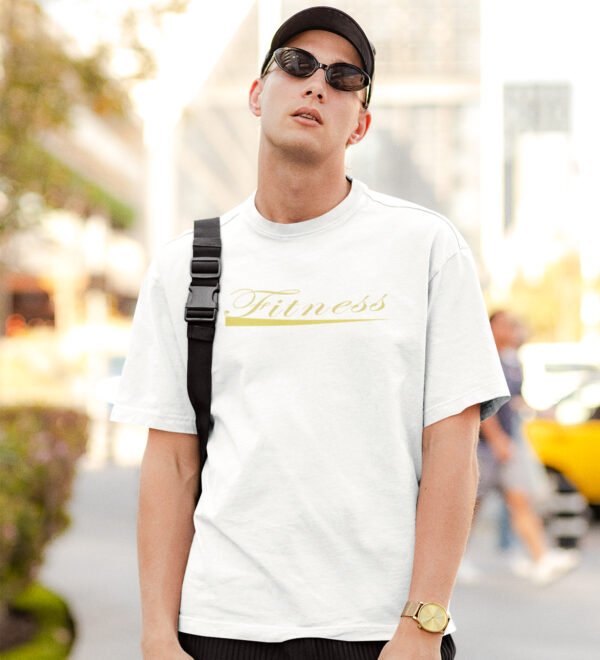 Fitness White Round Neck Cotton Half Sleeved Men's T-Shirt with Printed Graphics - Image 3