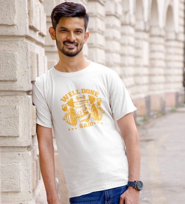 Better Than Well Said White Round Neck Cotton Half Sleeved Men's T-Shirt with Printed Graphics - Image 2