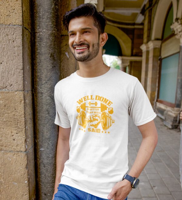 Better Than Well Said White Round Neck Cotton Half Sleeved Men's T-Shirt with Printed Graphics - Image 3