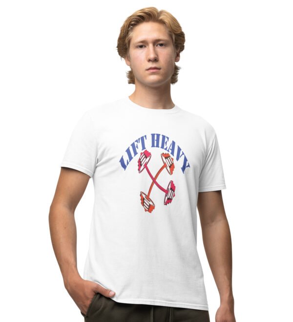Lift Heavy White Round Neck Cotton Half Sleeved Men's T-Shirt with Printed Graphics