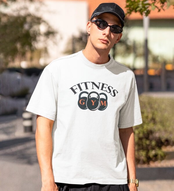 Fitness Locked White Round Neck Cotton Half Sleeved Men's T-Shirt with Printed Graphics - Image 3