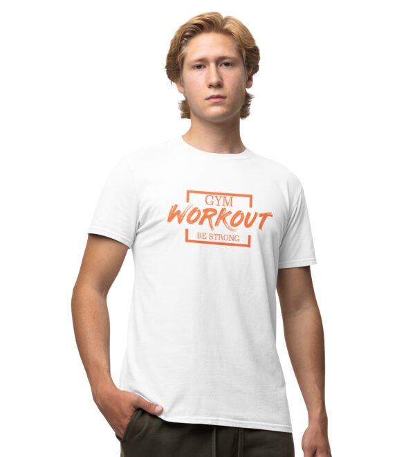 Gym Workout White Round Neck Cotton Half Sleeved Men's T-Shirt with Printed Graphics