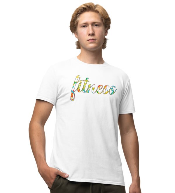 Fitness White Round Neck Cotton Half Sleeved Men's T-Shirt with Printed Graphics