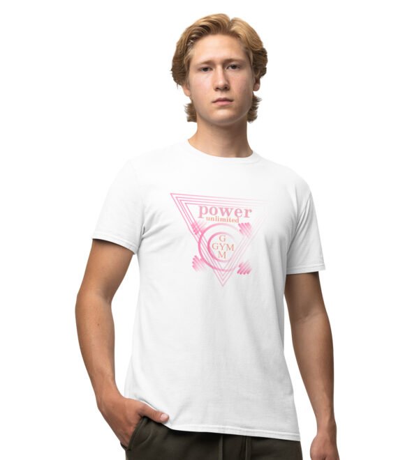 Power Unlimited White Round Neck Cotton Half Sleeved Men's T-Shirt with Printed Graphics