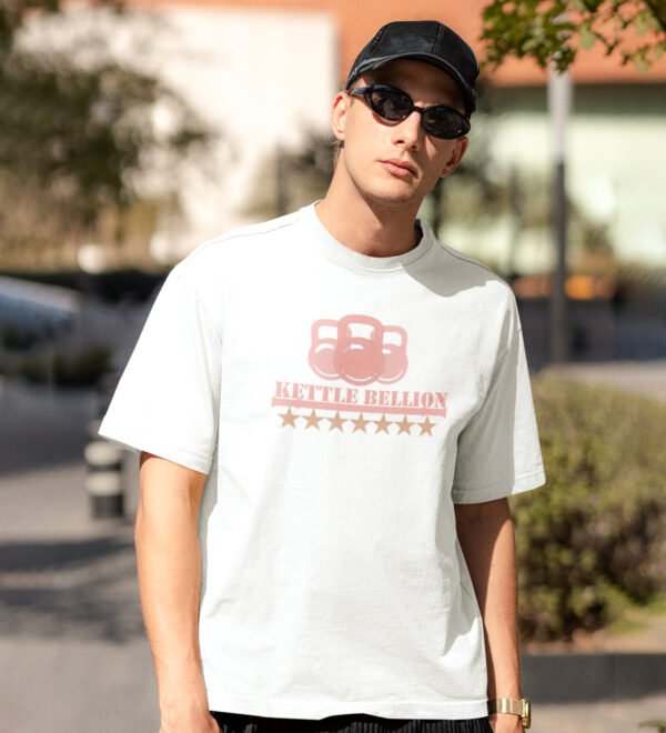 Kettle Bellion White Round Neck Cotton Half Sleeved Men's T-Shirt with Printed Graphics - Image 2