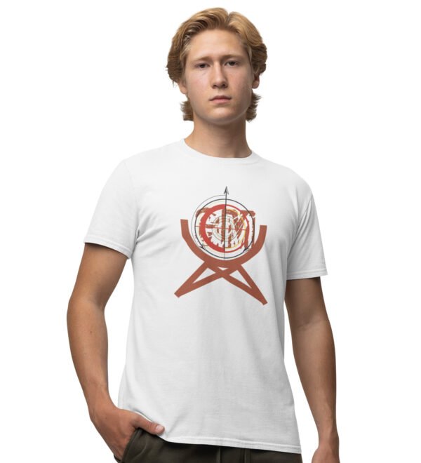 Target Board White Round Neck Cotton Half Sleeved Men's T-Shirt with Printed Graphics