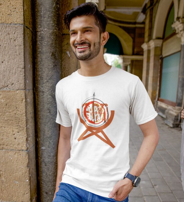 Target Board White Round Neck Cotton Half Sleeved Men's T-Shirt with Printed Graphics - Image 2