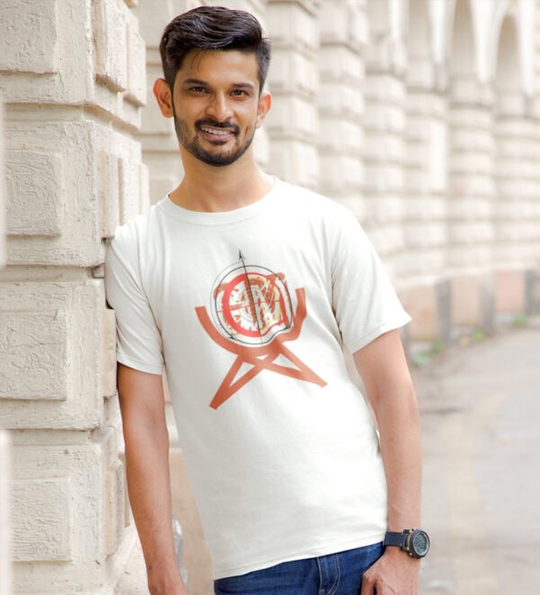 Target Board White Round Neck Cotton Half Sleeved Men's T-Shirt with Printed Graphics - Image 3