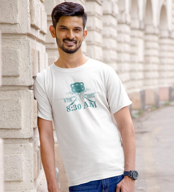 My Gym Time White Round Neck Cotton Half Sleeved Men's T-Shirt with Printed Graphics - Image 2