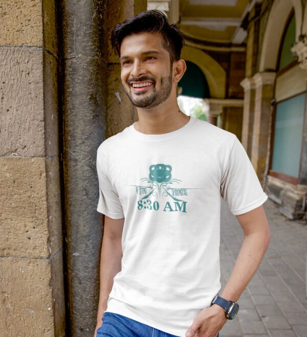My Gym Time White Round Neck Cotton Half Sleeved Men's T-Shirt with Printed Graphics - Image 3