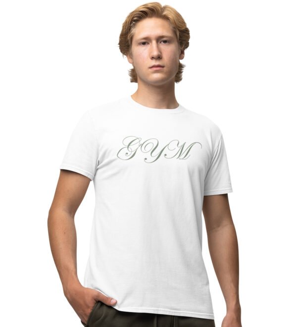 Gym White Round Neck Cotton Half Sleeved Men's T-Shirt with Printed Graphics