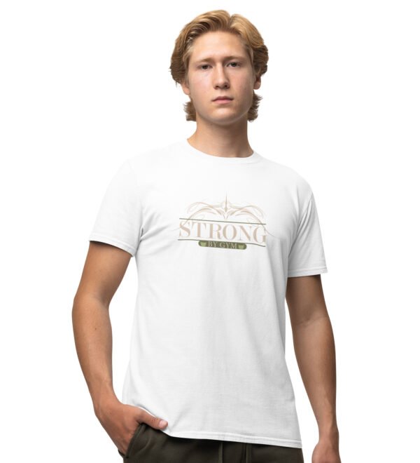 Strong By Gym White Round Neck Cotton Half Sleeved Men's T-Shirt with Printed Graphics