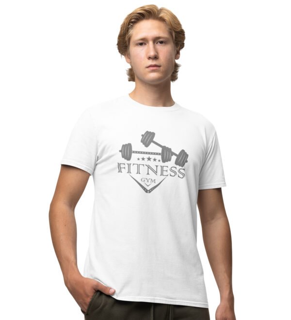 The Gym Fitness White Round Neck Cotton Half Sleeved Men's T-Shirt with Printed Graphics