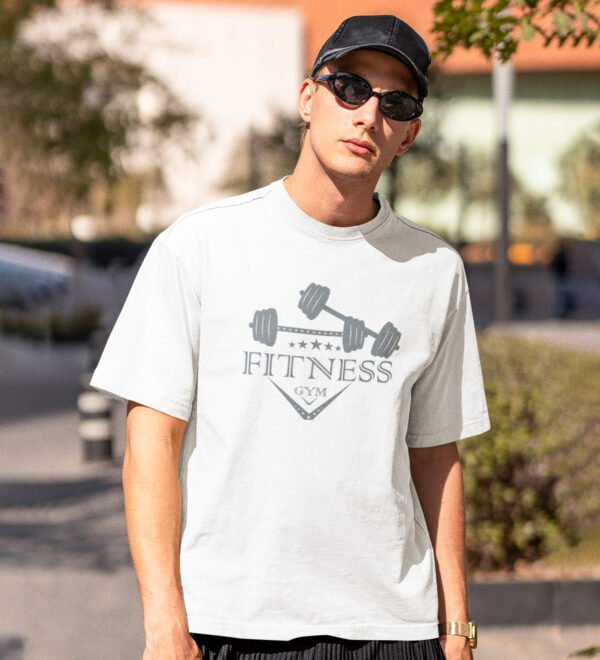 The Gym Fitness White Round Neck Cotton Half Sleeved Men's T-Shirt with Printed Graphics - Image 2